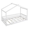 CAVINAS Twin Size Wood Montessori Bed,Modern Floor Bed with House Shaped Frame and Safety Fence,Toddler Bed for Bedroom,White - 4 of 4
