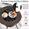 Tangkula Outdoor Side Table with Storage PE Wicker Patio Bistro Table with Tempered Glass Tabletop - 3 of 4
