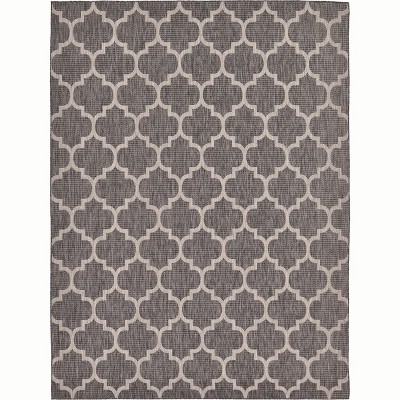 Trellis Charm Black Synthetic 9' x 12' Outdoor Area Rug