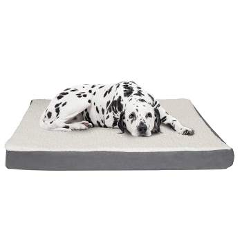 Orthopedic Dog Bed - 2-Layer 44x35-Inch Memory Foam Pet Mattress with Machine-Washable Cover for Large Dogs up to 100lbs by PETMAKER (Gray)