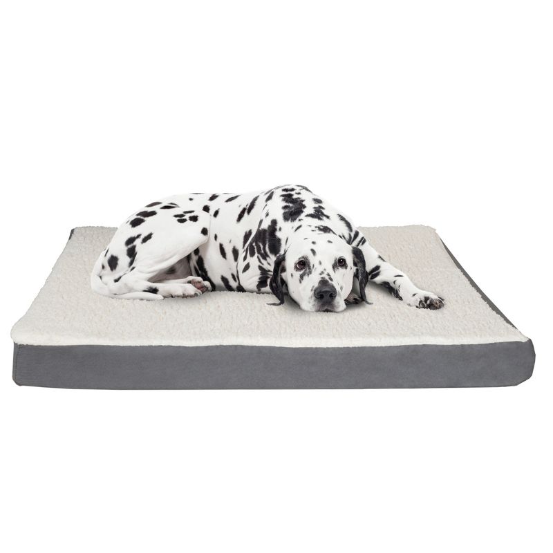 Orthopedic Dog Bed - 2-Layer 44x35-Inch Memory Foam Pet Mattress with Machine-Washable Cover for Large Dogs up to 100lbs by PETMAKER (Gray), 1 of 8