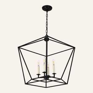 PAKOKULA Farmhouse 4-Light Black Geometric Industrial Chandelier - 1 of 4