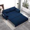 63.8" Queen Size Pull Out Couch 3-In-1 Convertible Sleeper Sofa Bed With Side Storage,Multi-Functional Velvet Loveseat Bed For Apartment-Cuddlewood - 3 of 4