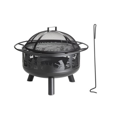 Evergreen Bear Camp Fire Pit With Domed Spark Guard- 29 X 23 X 29 ...