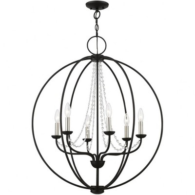 Arabella 6-Light Black and Nickel Crystal Globe Pendant