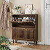 TiramisuBest 2 Flip Drawers Sturdy Wood Freestanding Narrow Slim White Shoe Storage Cabinet,Hidden Organizer for Entrance, Living Room, Hallway - 3 of 4
