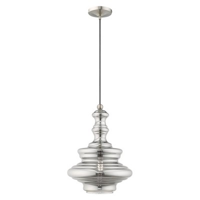 Livex Lighting Art Glass 1 - Light Pendant in  Brushed Nickel