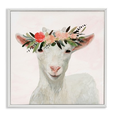 Stupell Industries Springtime Flower Crown Baby Goat, 12" x 12"