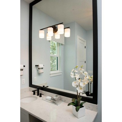 Polished Nickel 22" Dimmable Outdoor Vanity Light with Etched Glass Shades