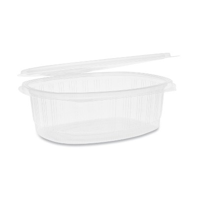 Choice 24 oz. Clear RPET Tall Hinged Deli Container - 200/Case