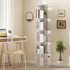Costway 1/2 PCS 5-Tier Rotating Bookshelf 360° Display Rack with Dividers & Anti-falling Baffles Natural/White - 2 of 4