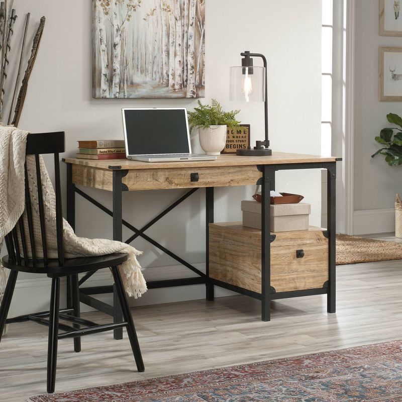 Steel RiverDesk Distressed Brown - Sauder: Office Workstation with File Storage, Milled Mesquite Finish, 4 of 17
