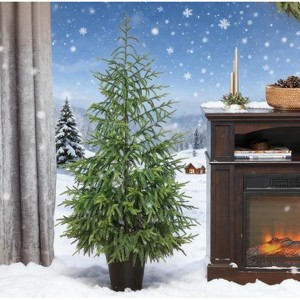 ORRD 2-Pack 4ft Christmas Tree Set, Norfolk Pine Artificial Xmas Tree with Pot Base, 133 Tips, Flame Retardant - 1 of 4