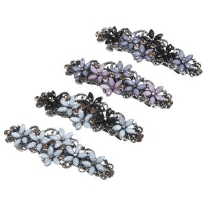 Unique Bargains 4 Pcs Hair Clips Accessories for Women Hair Barrettes Sparkly Rhinestones Hairpin Multicolor - 1 of 4