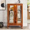 Lighted 2-Door Curio Cabinet with Tempered Glass Doors, Display Cabinet with Mirrored Back Panel, Adjustable Glass Shelves - Koiai - 3 of 4