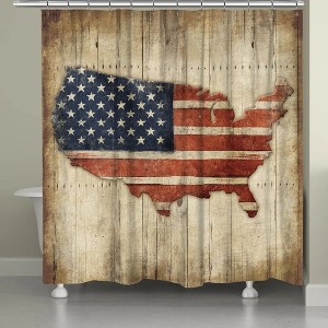 Laural Home Wooden Flag Shower Curtain - 1 of 1