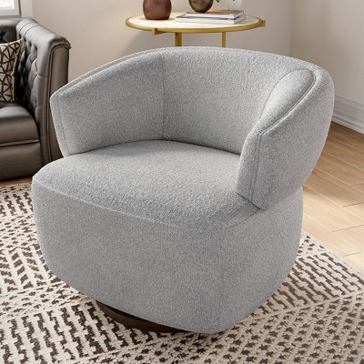 Sapphtopaz 1pc Modern Accent Chair Upholstered Swivel Barrel Chair with 360-Degree Base, Accent Lounge Sofa Living Room Chair Oversized Comfy Chair