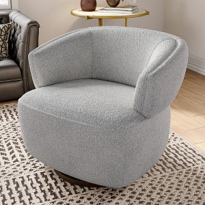 Sapphtopaz 1pc Modern Accent Chair Upholstered Swivel Barrel Chair with 360-Degree Base, Accent Lounge Sofa Living Room Chair Oversized Comfy Chair - 1 of 4