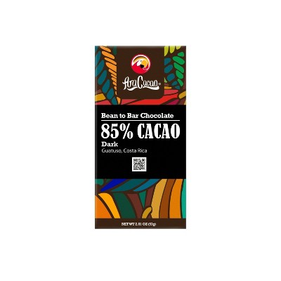 AraCacao | Bean to Bar | 85% Dark Chocolate Bar| Gluten-Free Cacao | Kosher Certified | Sugar Free | Free of Soy Lecithin | Made in Costa Rica | 57g