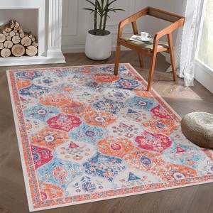 KWPZQEB Washable Area Rug for Living Room, Ultra Soft Area Rug with Non-Slip Backing & Durable Edge Binding, Vintage Rugs for Home Office Decor - 1 of 4