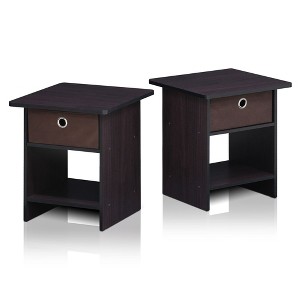 HOMLUX 2PCS Nightstand Sofa End Table Bedside Table with Bin Drawer & Open Shelf - 1 of 4