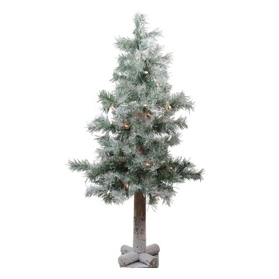Northlight 3' x 19" Pre-Lit Lightly Flocked Woodland Alpine Artificial Christmas Tree - Clear Lights