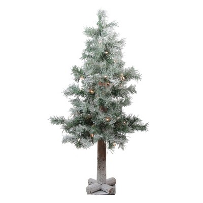 Northlight 3' x 19" Pre-Lit Lightly Flocked Woodland Alpine Artificial Christmas Tree - Clear Lights