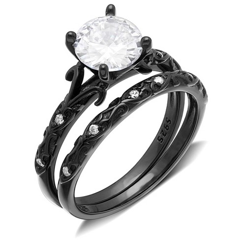 Lanelle Wedding Ring Set For Women Sterling Silver Engagement Ring Matching Band By Ginger Lyne Collection black 8 Target