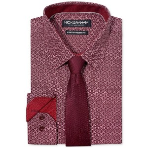 Nick Graham Mens Slim Stipple Circle Tie Set Button Down Dress Shirt - 1 of 1