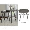 Nesting End Tables- Set of 2 Round Mid-Century Modern Accent Table with Tray Top in Brown- Side Table for Living Room by Hastings Home - 3 of 4