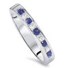 Pompeii3 1/4ct Diamond & Blue Sapphire Anniversary Wedding Ring 14k White Gold - 2 of 4