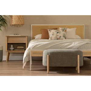 South Shore Flam Bench Gray: Upholstered, Rubberwood Legs, Scandinavian Style, 250 lb Capacity - 1 of 4