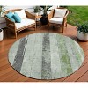 Artichoke Green And Gray Striped Washable Indoor Outdoor Area Rug - 2 of 4