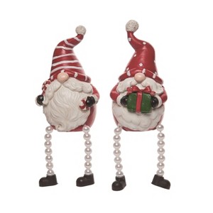 Transpac Christmas Resin Happy Holidays Gnome Sitter Set of 2 Christmas Home Decorations - 1 of 3