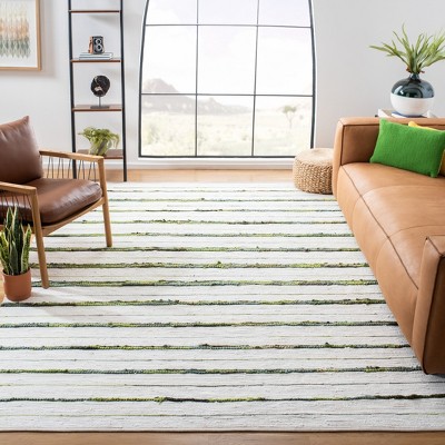 Ivory Ikat Tie-Dye Effect 6' Square Handwoven Cotton Rug