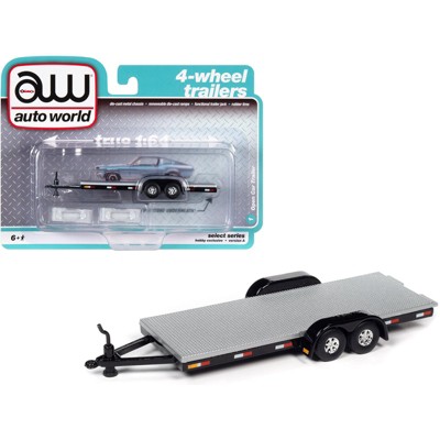 4-Wheel Open Car Trailer Silver 1/64 Diecast Model by Autoworld