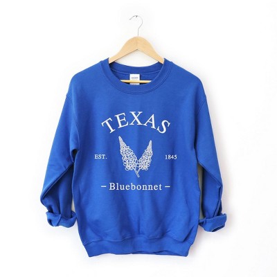 Simply Sage Market Women's Graphic Sweatshirt Embroidered Texas Bluebonnet Flower