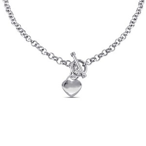 EVERLY JEWELRY | Sterling Silver Heart Charm Necklace, 18 inc - 1 of 4
