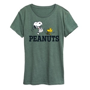Women's - Peanuts - Snoopy And Woodstock Short Sleeve Graphic T-Shirt - 1 of 4