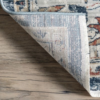 Reversible 6' Square Gray Synthetic Easy-Care Area Rug