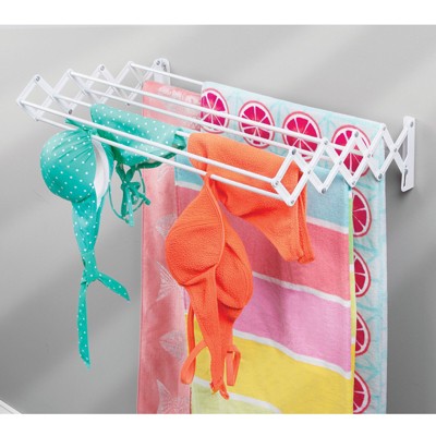 White Steel Wall Mount Accordion Clothes Drying Rack