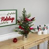 Northlight Pre-Lit LED Mixed Pine Potted Christmas Tree with Berries and Cardinals - 2' - Warm White Lights - 2 of 4