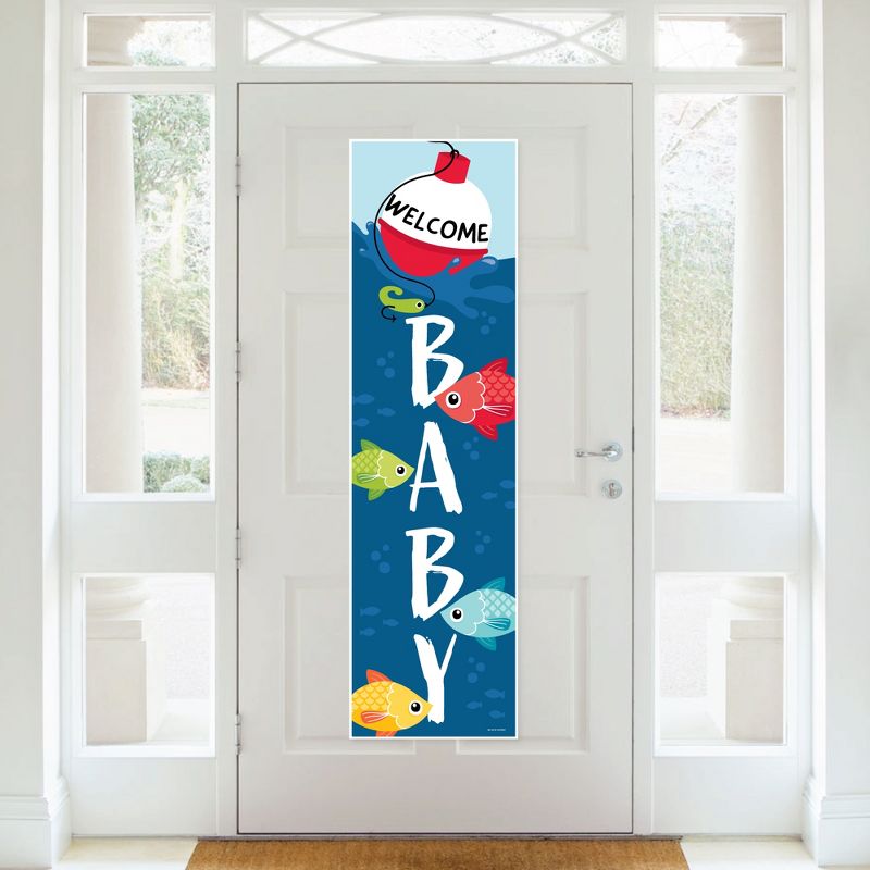 Big Dot of Happiness Let's Go Fishing - Fish Themed Baby Shower Front Door Decoration - Vertical Banner, 2 of 8