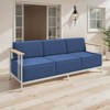 Belord Patio Couch with 10" Thick Seat Cushion, Metal Outdoor Sofa with Faux-Wood Armrest and Deep Seat, Luxury Comfort Pure Foam Cushion for Balcony - 3 of 4