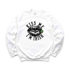 Simply Sage Market Women's Graphic Sweatshirt Kiss Me I'm Irish Lips - 1 of 3