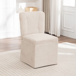 Kumasinova Modern Linen Dining Chairs Set of 2,Upholstered Armless Side Chairs with Padded Seat and Backrest,Chairs for Kitchen and Dining Room - 1 of 4