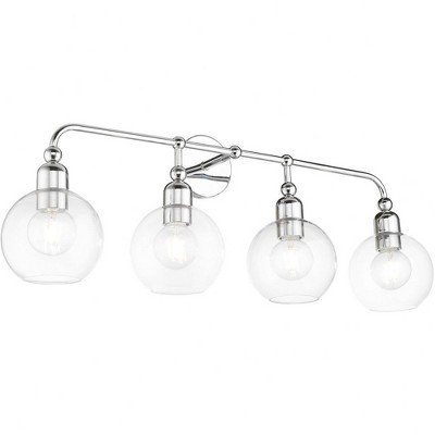 Elegant Polished Chrome 4-Light Vanity with Clear Glass Shades