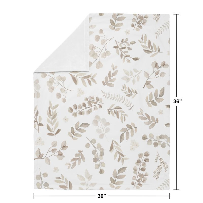 Sweet Jojo Designs Gender Neutral Baby Security Blanket Botanical Leaf Taupe and White, 4 of 6