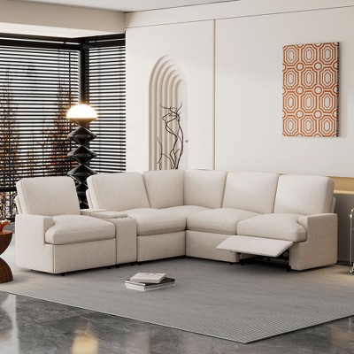 NicBex Sectional Sofa with Storage Box & USB Ports & Cup Holder L Shaped Modular Sofa for Living Room