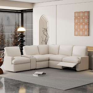 NicBex Sectional Sofa with Storage Box & USB Ports & Cup Holder L Shaped Modular Sofa for Living Room - 1 of 4